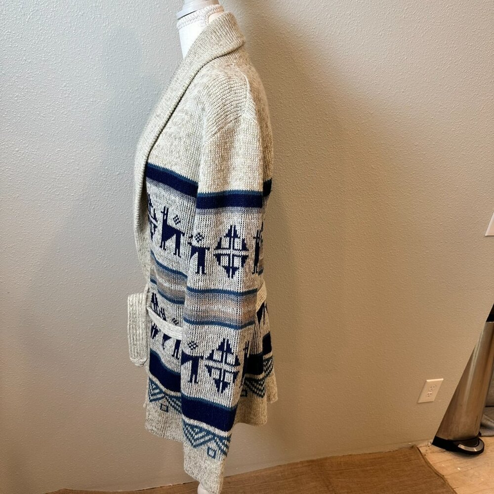 Vtg 70s 80s Dimension By Milford Southwest Llama Aztec Cardigan Sweater Lrg USA - Picture 2 of 13